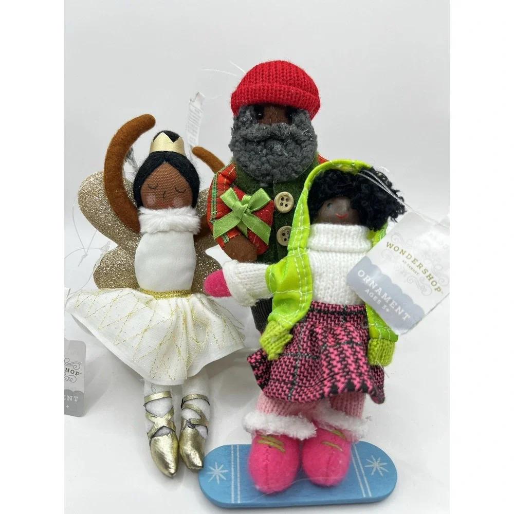 Wondershop 3 Ornaments Retired Felt Lumber Jack Ballerina Snow Boarder 2023 NWT